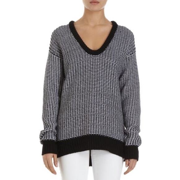 T by Alexander Wang Checkered Float V Neck Dolman Angora blend Sweater - Picture 1 of 8